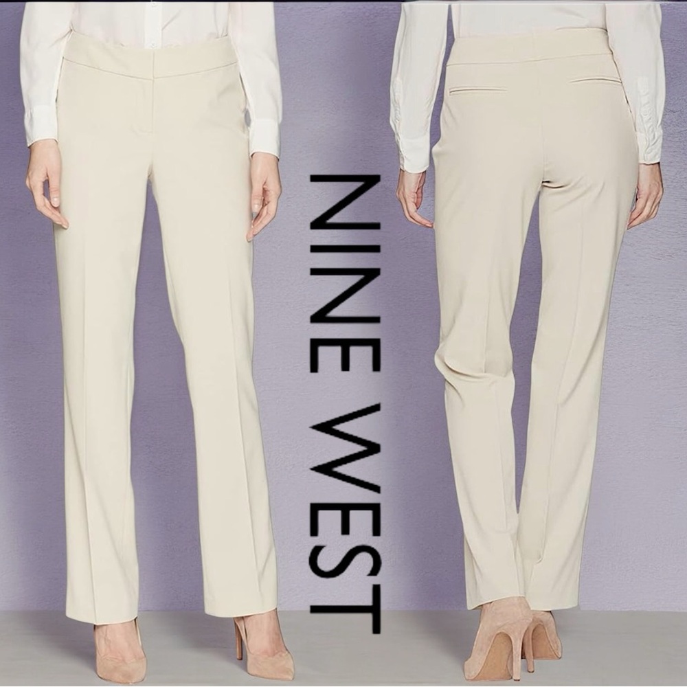 Nine West Women's Stretch Crepe Sand Trouser Pant Sz 16 NWT